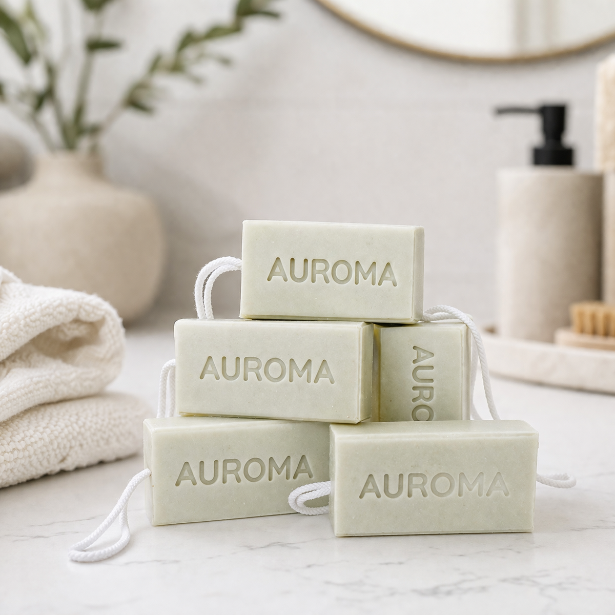 Hinoki & Cedarwood Soap on a Rope | Luxury Vegan Soap | Auroma